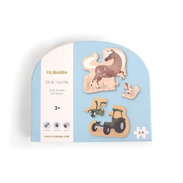 Saet Med 7 Puslespil - Bondegardsdyr*Filibabba Discount