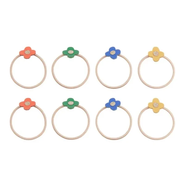 8 Hårelastikker Med Blomster, Flower Power Rainbow*Mimi & Lula Cheap
