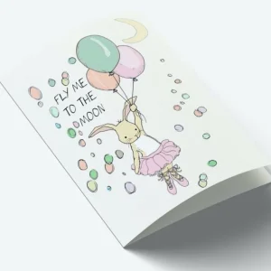 A7 Kort Fly Me To The Moon Lyserod*Mouse & Pen Online