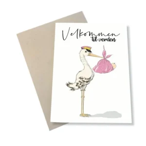 A6 Kort Velkommen Til Verden Pink*Mouse & Pen Cheap