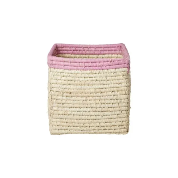 Raffia Opbevaringskurv - Nature/Lyserod*RICE Fashion