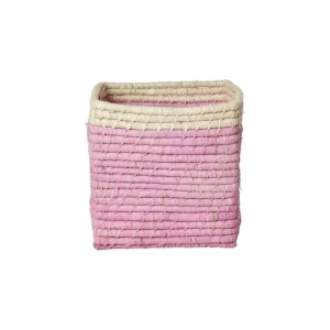 Raffia Opbevaringskurv - Lyserod/Natur*RICE Best