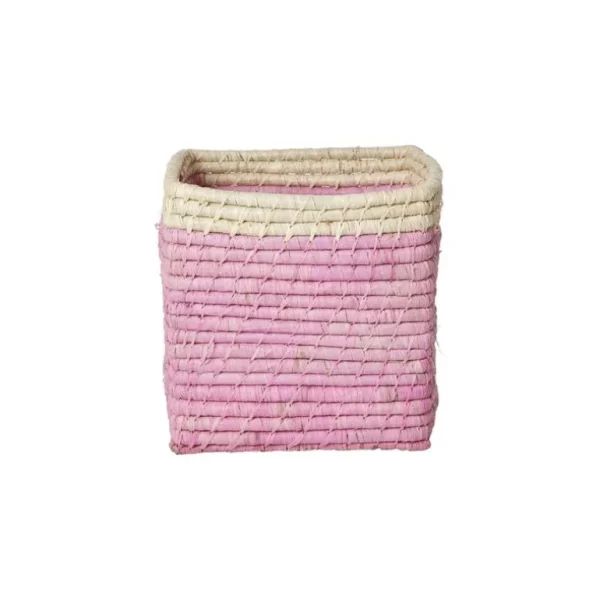 Raffia Opbevaringskurv - Lyserod/Natur*RICE Best