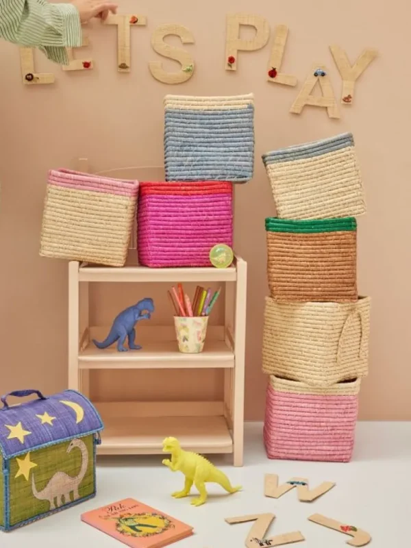 Raffia Opbevaringskurv - Bla/Natur*RICE Online