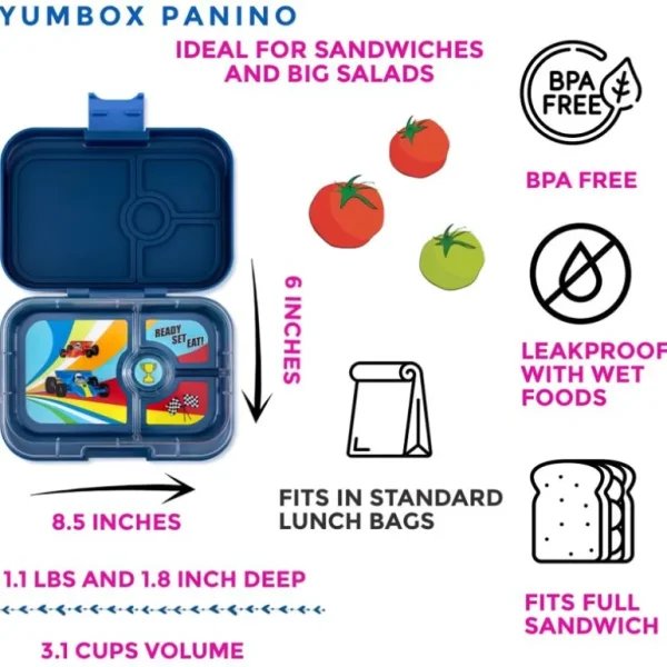 Panino 4 Rum, Blue/Race Cars*Yumbox Store