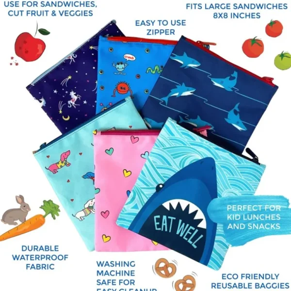 1Stk Sandwich- Og Snackpose, Sharks*Yumbox New